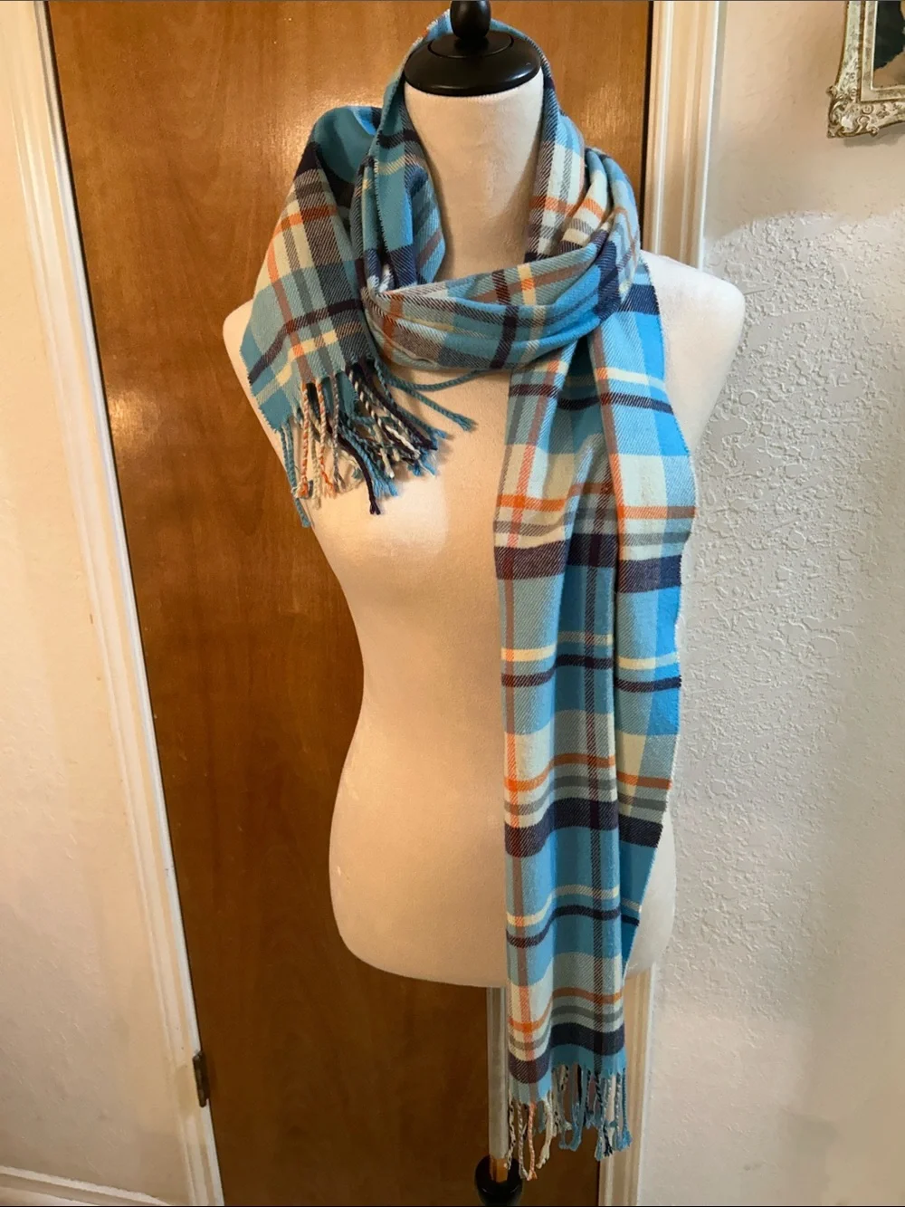 Blue Plaid Cashmere scarf. In great condition.